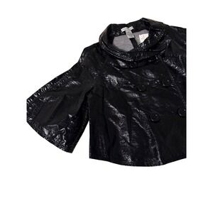 Steve Madden Black Patent Cropped Jacket Bell Sleeve Double Breasted Size S M